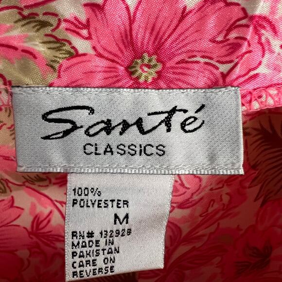 Vintage Pink Floral Chemise Slip Dress Nightie Bows Satin Sante Classics Sz M - Picture 5 of 6